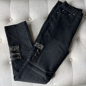 DG2 by Diane Gilman black jeans with rhinestone details